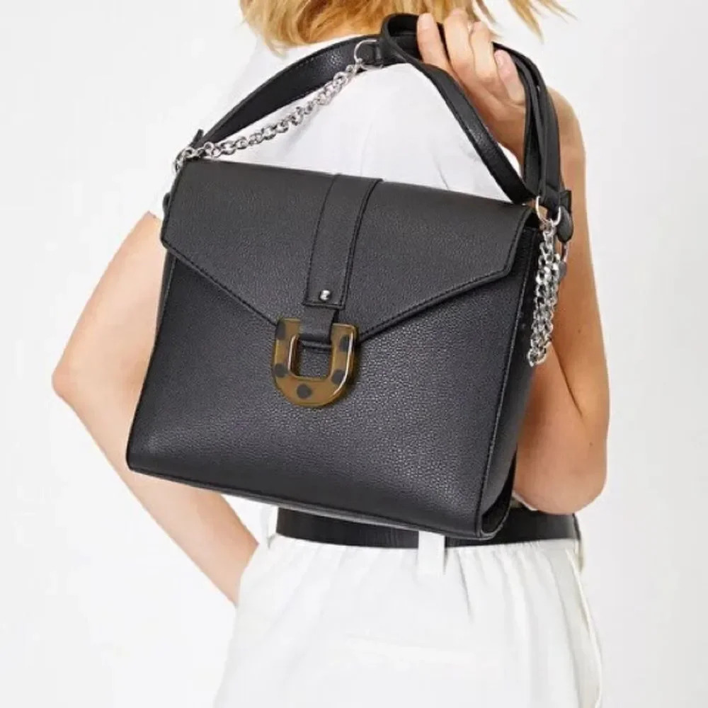Zara Black Crossbody Bag Tortoise Detail